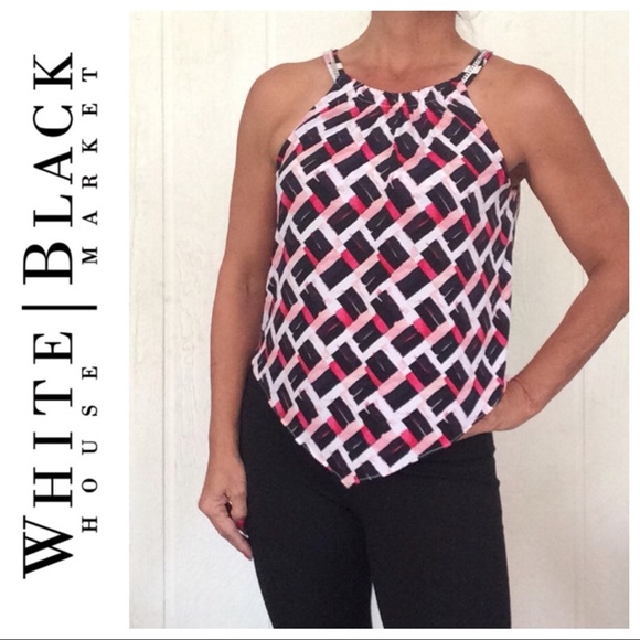 WHITE HOUSE BLACK MARKET SLEEVELESS  LAYERED PRINTED TOP SIZE XS - Picture 4 of 12